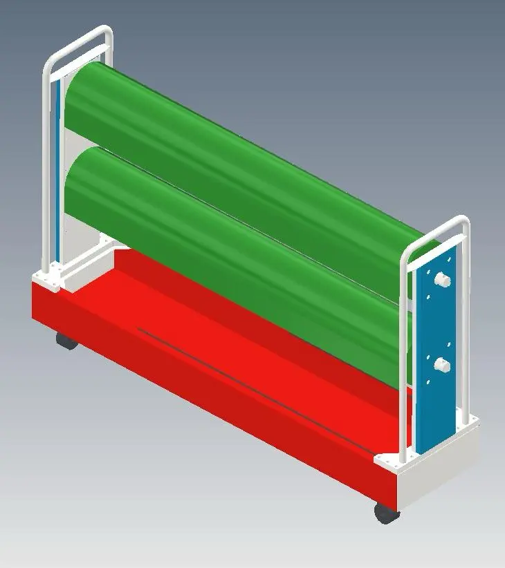 Three-dimensional design model of the RCR twin-roll koersbal mat trolley
